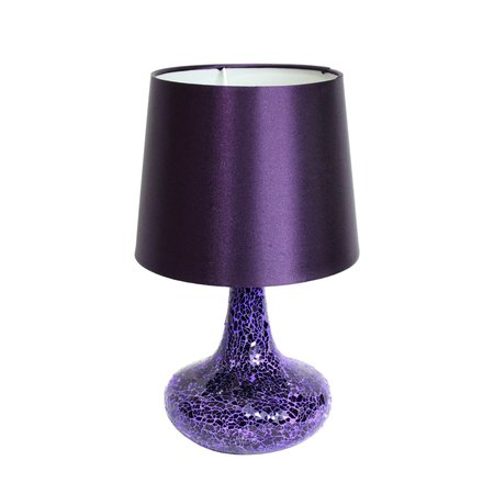 SIMPLE DESIGNS Mosaic Tiled Glass Genie Table Lamp with Fabric Shade, Purple LT3039-PRP